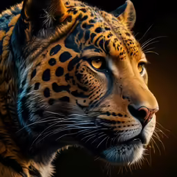 a leopard that is staring out into the sky