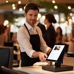 the waiter is making a order at the restaurant