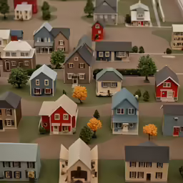 a collection of buildings sitting in the middle of a field
