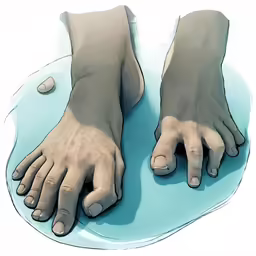 illustration of the feet of a person on a table