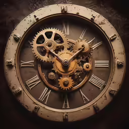 an old clock is displayed with roman numerals