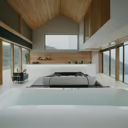 an unusual house with open concept and outdoor spa
