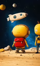 the cartoon character is watching the space shuttle being launched
