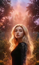 a drawing of a girl in the woods