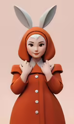 a paper doll of a girl dressed in a bunny suit and hat