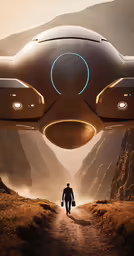 a man is walking away from a large model plane