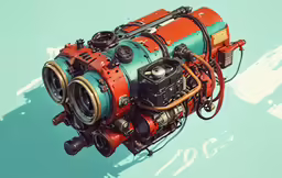 an old engine with a camera attached to it