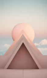 an artistic painting that appears to be of three overlapping structures