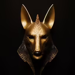 an egyptian mask with elaborate patterns and ears