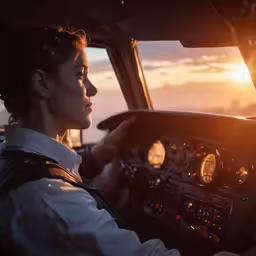 an air traffic officer is driving a plane