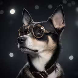 a dog wearing some glasses and wearing a collar