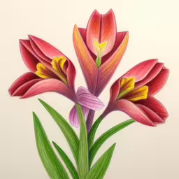 there is a colorful floral drawn on the white paper,this is an image of a flower drawing