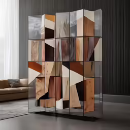 modern mirrored cabinet in the shape of a block
