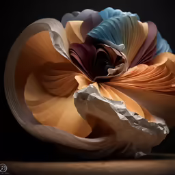a piece of art made out of folded fabric