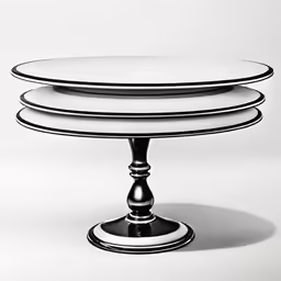 three tiered cake stand is shown with plates
