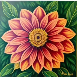 a painting of a flower is in full bloom,an image of a painting on display