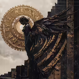 a digital art work of a man with wings