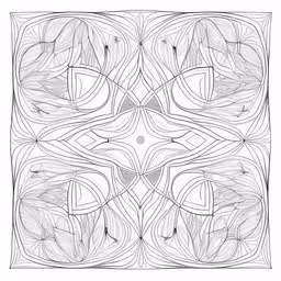 an intricate square pattern that is made up of white circles,a stylized coloring page with intricate details