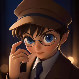 anime drawing of a young boy with glasses and a fedora
