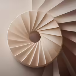 a large white circular object with some beige papers behind it