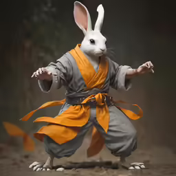 a statue of the easter bunny holding a fork