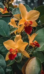 close up of flowers on trees with leaves