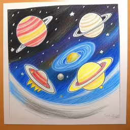 an art print of planets with the sun in them