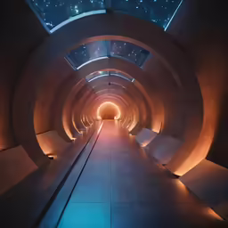 there are several lights in the tunnel