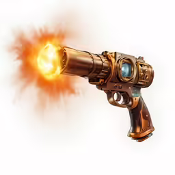 a strange looking gun with a small bullet
