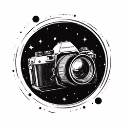 a camera with a space background and the words digital slurry on it