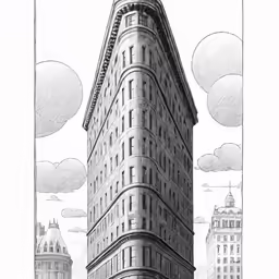 an image of a drawing of a building in the city