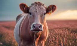 this is a photo of a cow in the middle of the field