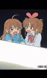 two anime girls staring over a ledge