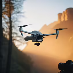 a professional video filming device being used by an aerial camera