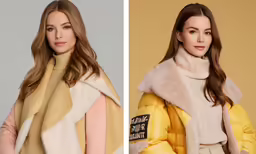 two images side by side one with the same jacket and another with an animal print hood