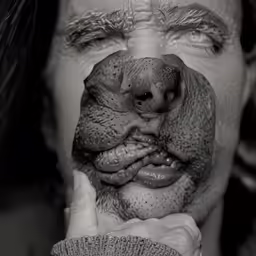 a woman with long hair holding her hand to her nose