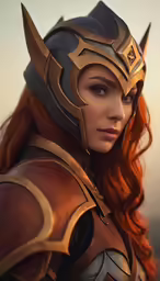 a woman dressed as an elf with horns and a full body armor