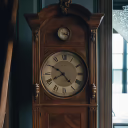 a clock on the side of the wall has roman numerals