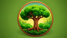a painting of a tree on a green background,an image of a green tree with foliage