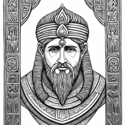an ancient man in a white frame