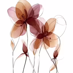 art print with an orange and maroon flower