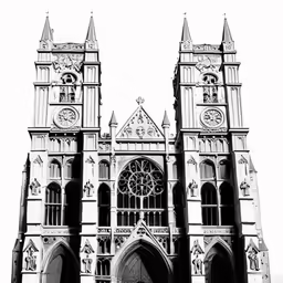 a church building with a large entrance and clock