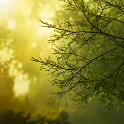 green tree leaves with sunshine through them