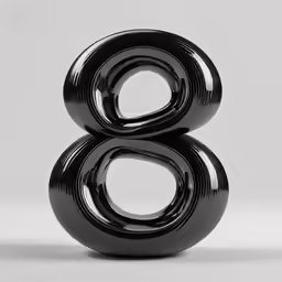 the number eight eight six in 3d, a black object