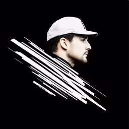 a man with a cap on his head and lines