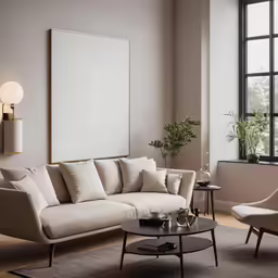 living room decorated in neutral and elegant decor