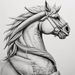 the head and face of a horse, drawn in graph