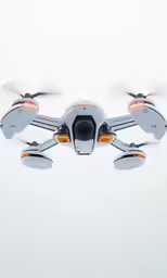 a white flying object has two large propeller