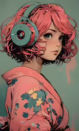 a person with headphones on, and an image of a girl