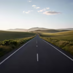 a lonely stretch of highway with several white lanes in the middle